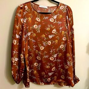 Beautiful Floral Copper Blouse